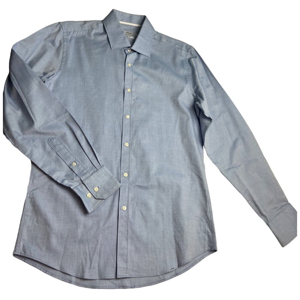 Parc 81 Oxford Dress Shirt Mens Medium M 15 Slim Fit Blue Button Up Long Sleeve